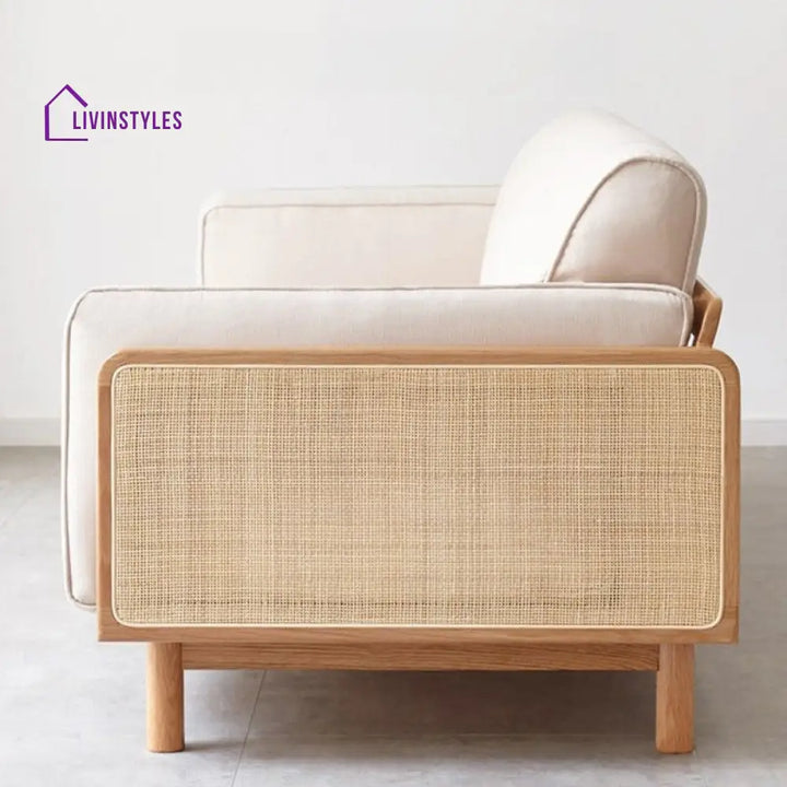 Kirill Solid Wood 3 Seater Sofa | Cane Weaving for Living Room