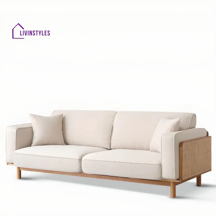 Kirill Solid Wood 3 Seater Sofa | Cane Weaving for Living Room