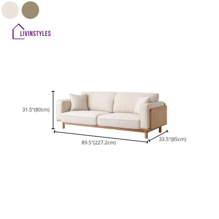 Kirill Solid Wood 3 Seater Sofa | Cane Weaving for Living Room
