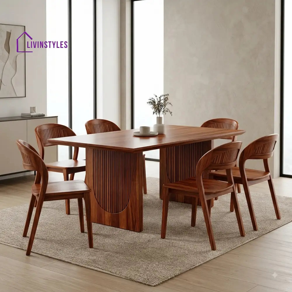 Kirthika Premium Wooden 6 Seater Dining Table Set