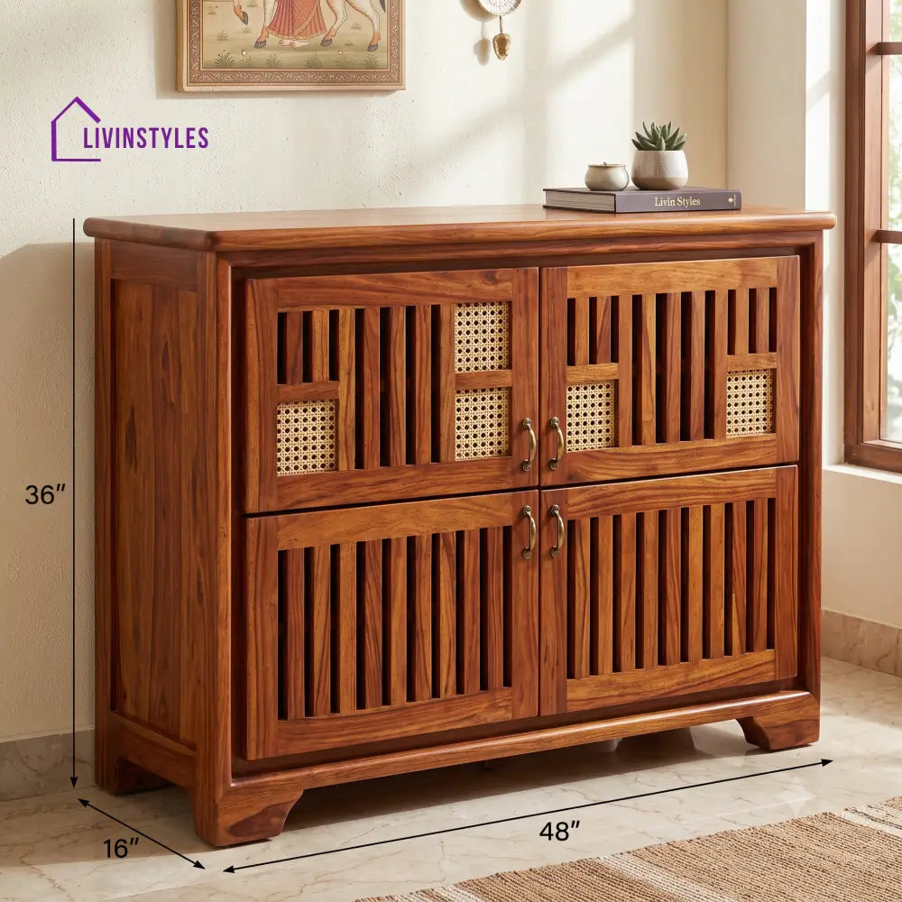 Kirthika Sheesham Wood Shoe Rack | Wooden Shoe Cabinet
