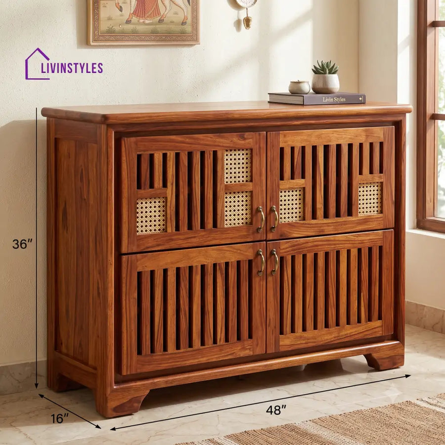 Kirthika Sheesham Wood Shoe Rack | Wooden Shoe Cabinet