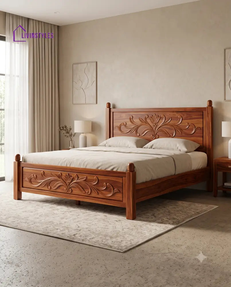 Kiruthika Wooden Bed | Solid Wood Double Bed | Wooden King size bed & Wooden Queen size bed