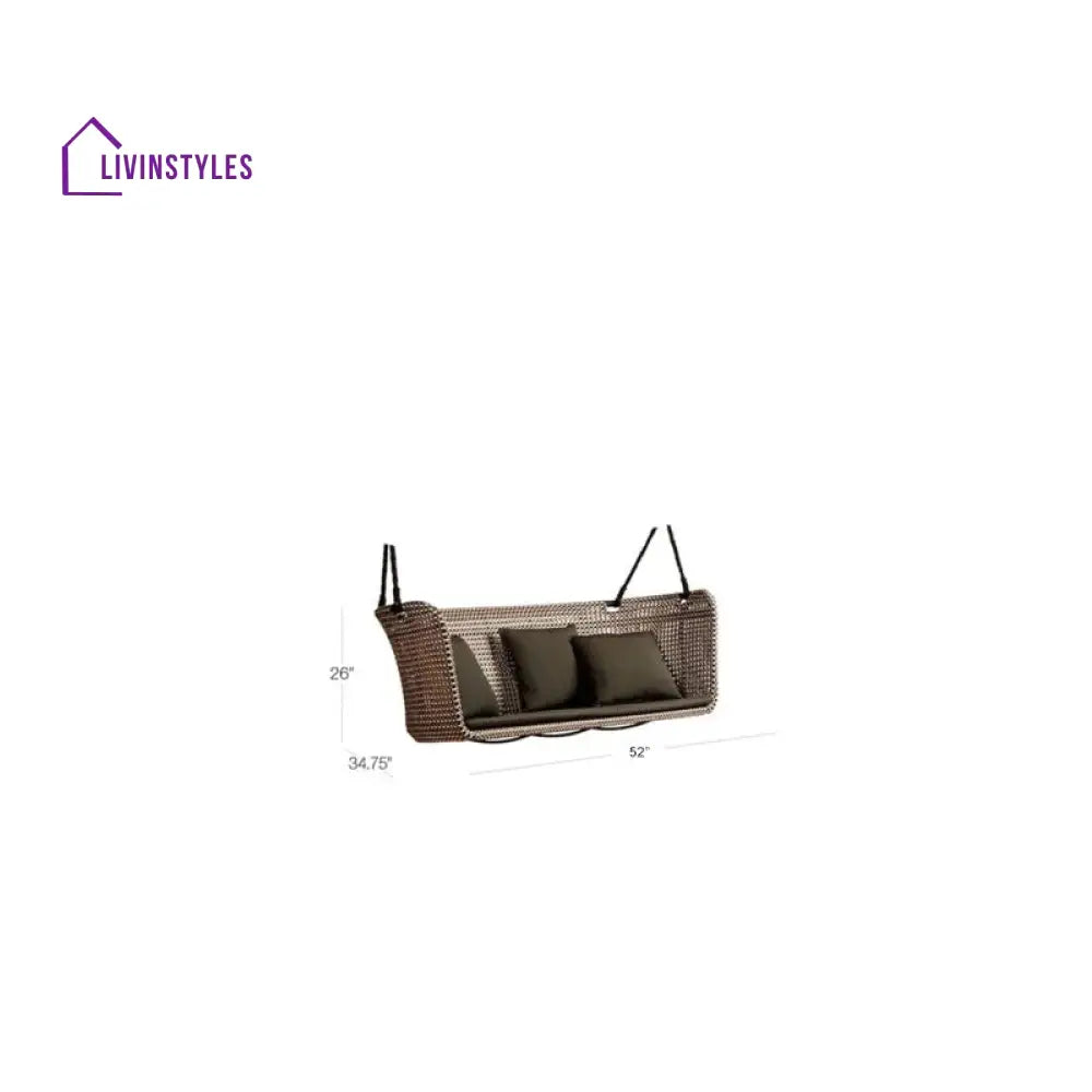 Kivar Double Seater Hanging Swing Without Stand For Balcony Garden Swing (Brown Light Brown White) - Swings