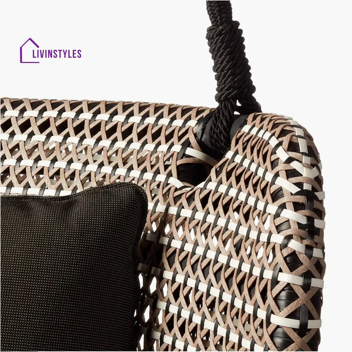 Kivar Double Seater Hanging Swing Without Stand For Balcony Garden Swing (Brown Light Brown White) - Swings