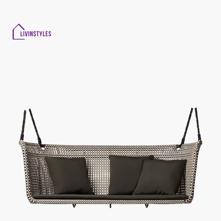 Kivar Double Seater Hanging Swing Without Stand For Balcony Garden Swing (Brown Light Brown White) - Swings