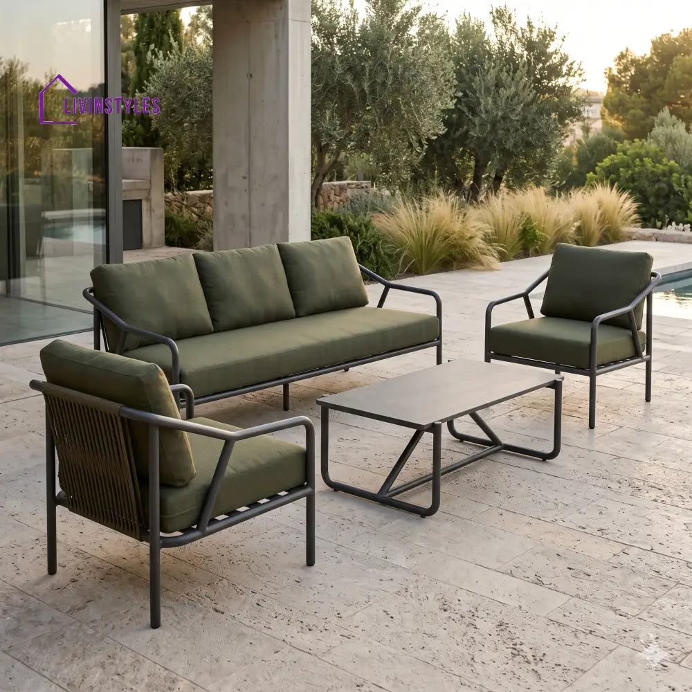 Klaudia Premium MS Frame with Powder Coated Outdoor Sofa Set with Weather Proof Fabric