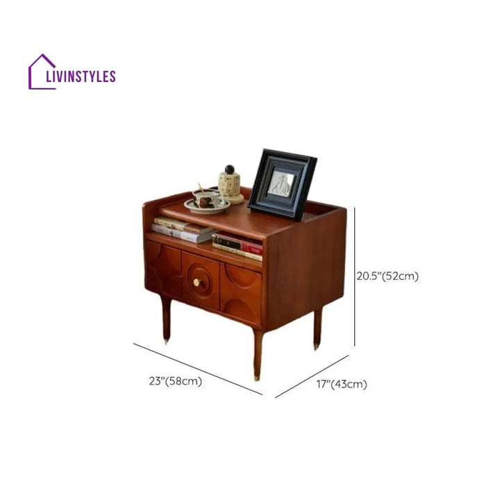 Klavdia Solid Walnut Wood Bedside Table for Luxury Homes