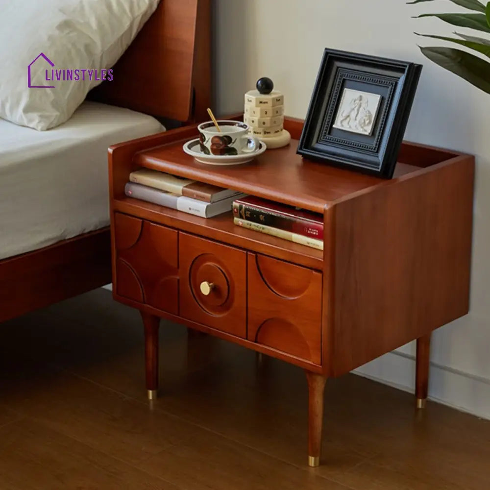 Klavdia Solid Walnut Wood Bedside Table for Luxury Homes