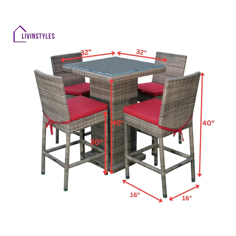 Klein Outdoor Patio Bar Sets 4 Chairs and 1 Table (Capicano) - Bar Sets