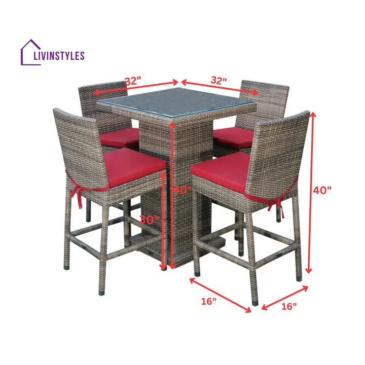 Klein Outdoor Patio Bar Sets 4 Chairs and 1 Table (Capicano) - Bar Sets