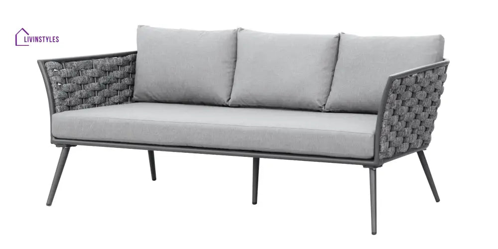Klorix Outdoor Garden Balcony Sofa Set 3 Seater 2 Single seater and 1 Center Table Set Braid & Rope (Grey) - Sofa Sets