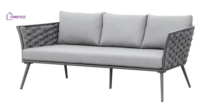 Klorix Outdoor Garden Balcony Sofa Set 3 Seater 2 Single seater and 1 Center Table Set Braid & Rope (Grey) - Sofa Sets