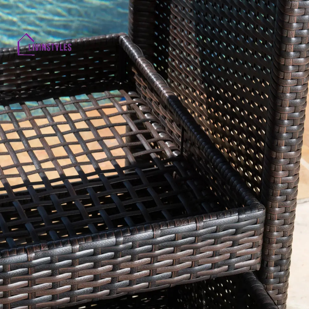 KNOX Outdoor Patio Bar Serving Cart (Dark Brown) - Wicker