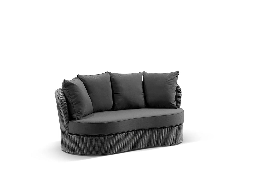 Comox Outdoor Garden Balcony Sofa Set 2 Seater, Single seater and 1 Center Table with Ottoman Set (Black)