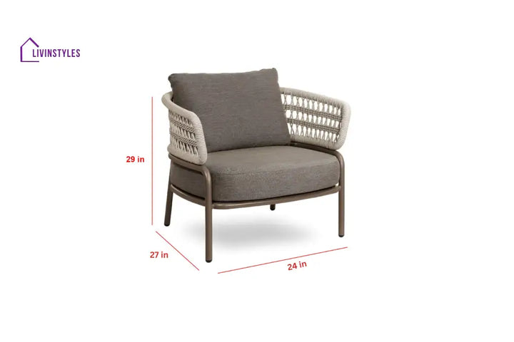 Kodjo Outdoor Garden Balcony Sofa Set 2 Seater 2 Single Seater 1 Center Table Set Braid & Rope (Taupe + Beige) - Sofa