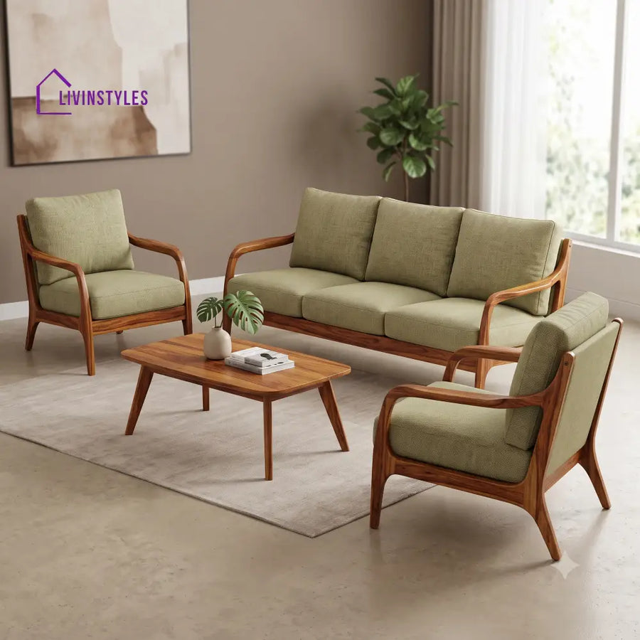 Kokila Wooden Sofa Set | 3 + 1 + 1 Sheesham Wood Sofa Set for Living Room