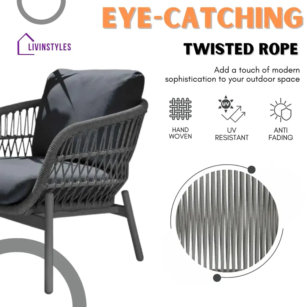 Komal Outdoor 4 Seater Rope Conversation Sofa Set - Sofa Set