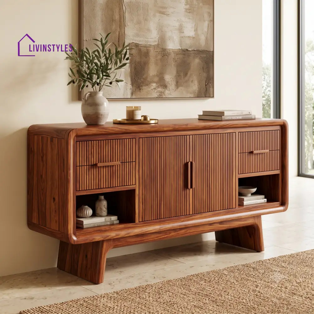 Komalavalli Premium Sheesham Wood Sideboard and Cabinet for Living Room