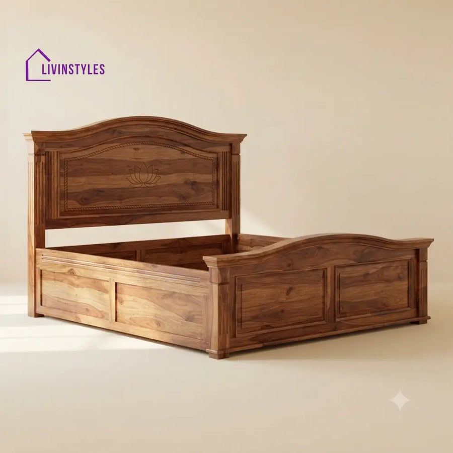 Komalavalli Sheesham Wood Bed With Box Storage | Wooden Bed