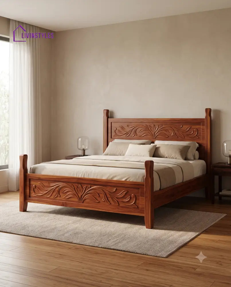 Komalavalli Wooden Bed | Solid Wood Double Bed | Wooden King size bed & Wooden Queen size bed