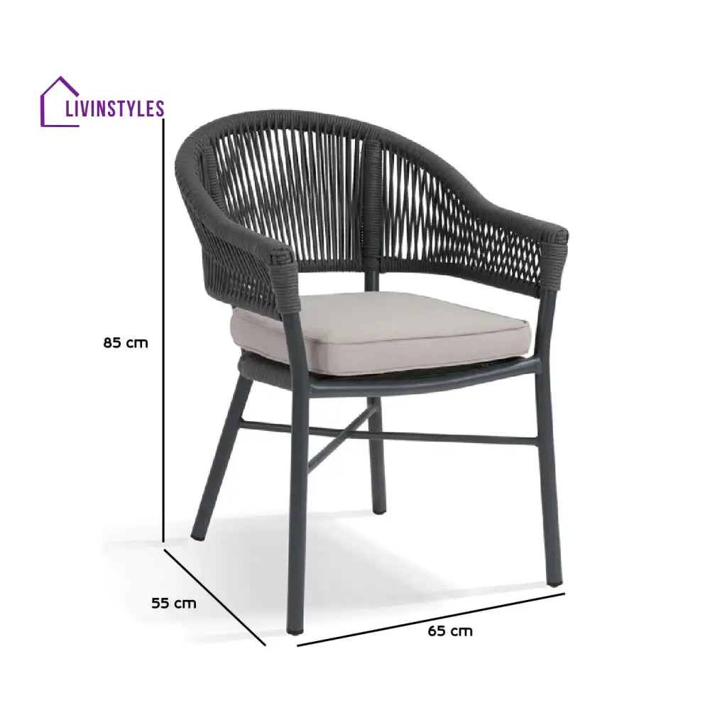 Kompon Outdoor Patio Seating Single Chair (Dark Grey) Braided & Rope - Coffee Table Sets