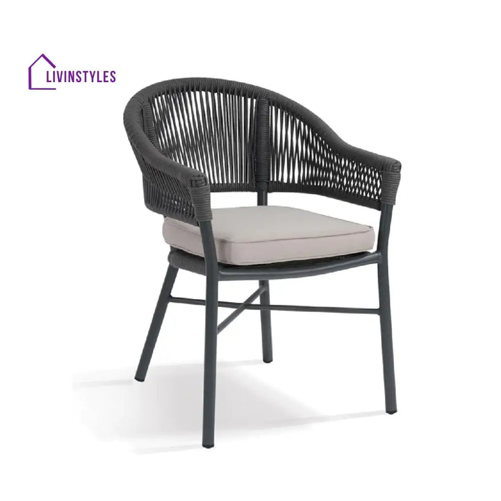 Kompon Outdoor Patio Seating Single Chair (Dark Grey) Braided & Rope - Coffee Table Sets