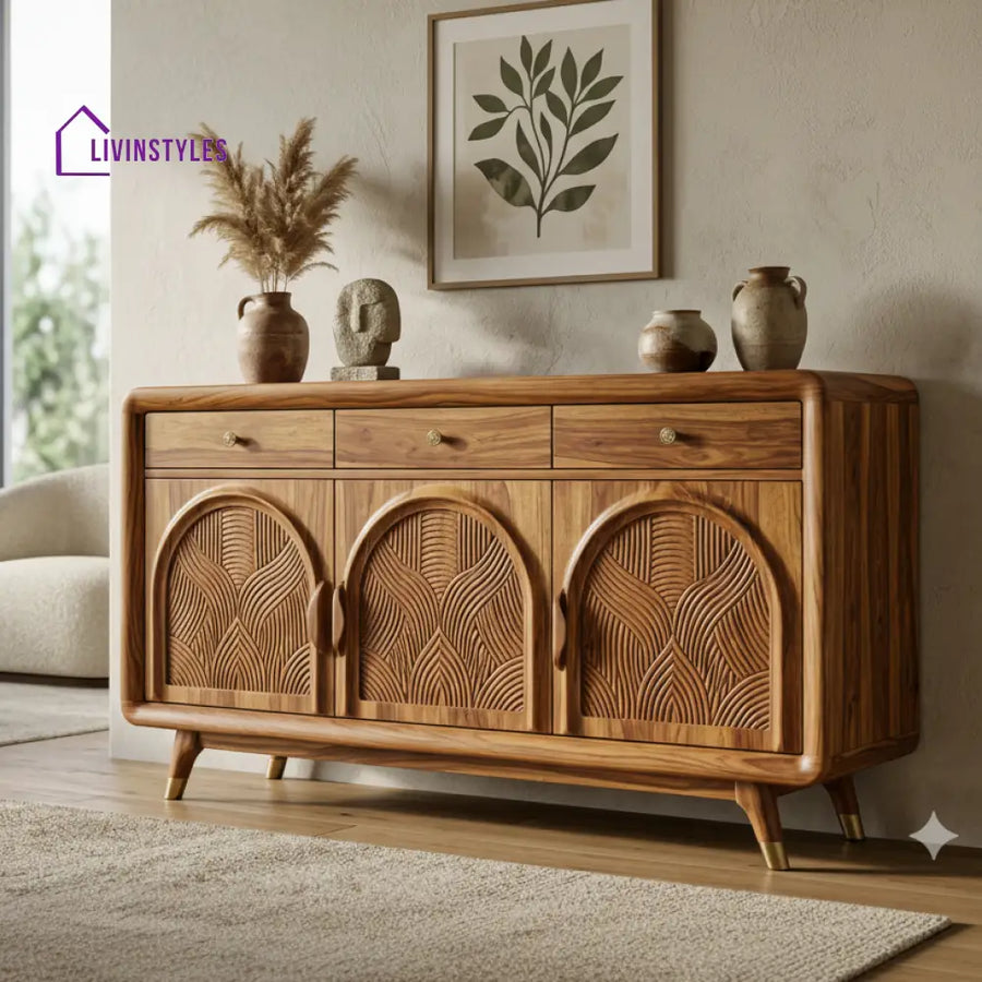 Kora Sheesham Wood Cabinet and Sideboard (Honey Finish)
