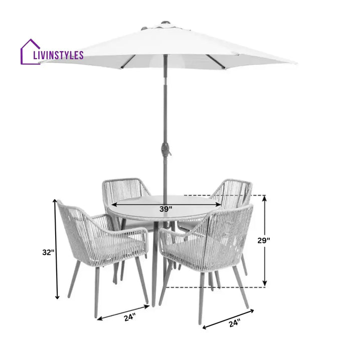 Kosh Outdoor Patio Seating Set 4 Chairs and 1 Table Set (Tan) Braided & Rope - Coffee Table Sets