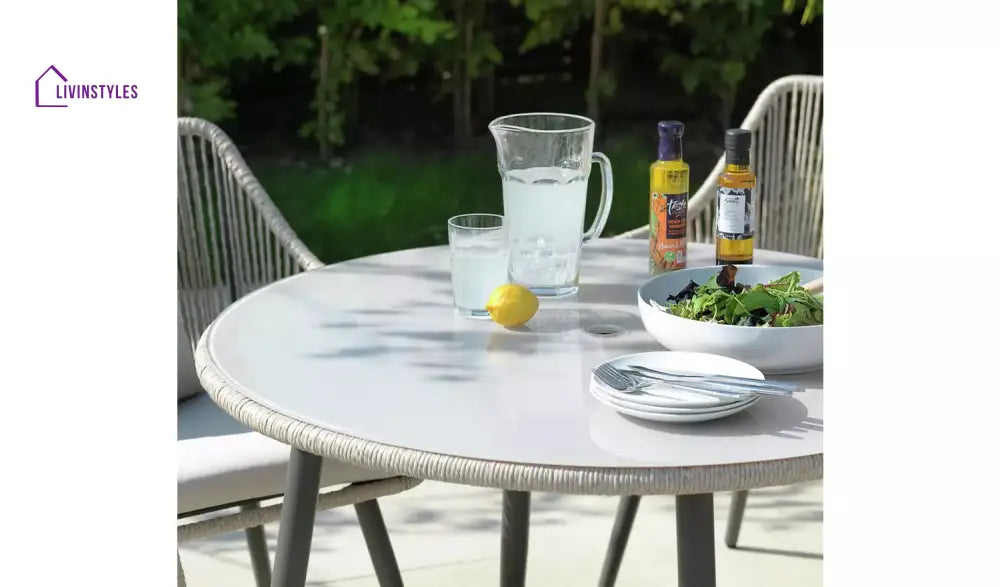 Kosh Outdoor Patio Seating Set 4 Chairs and 1 Table Set (Tan) Braided & Rope - Coffee Table Sets