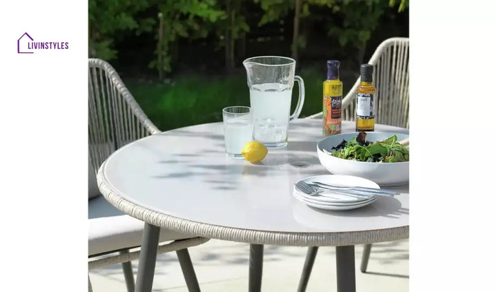 Kosh Outdoor Patio Seating Set 4 Chairs and 1 Table Set (Tan) Braided & Rope - Coffee Table Sets