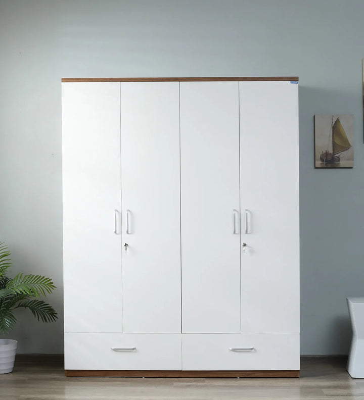 SleekAura 4-Door Engineered Wood Wardrobe