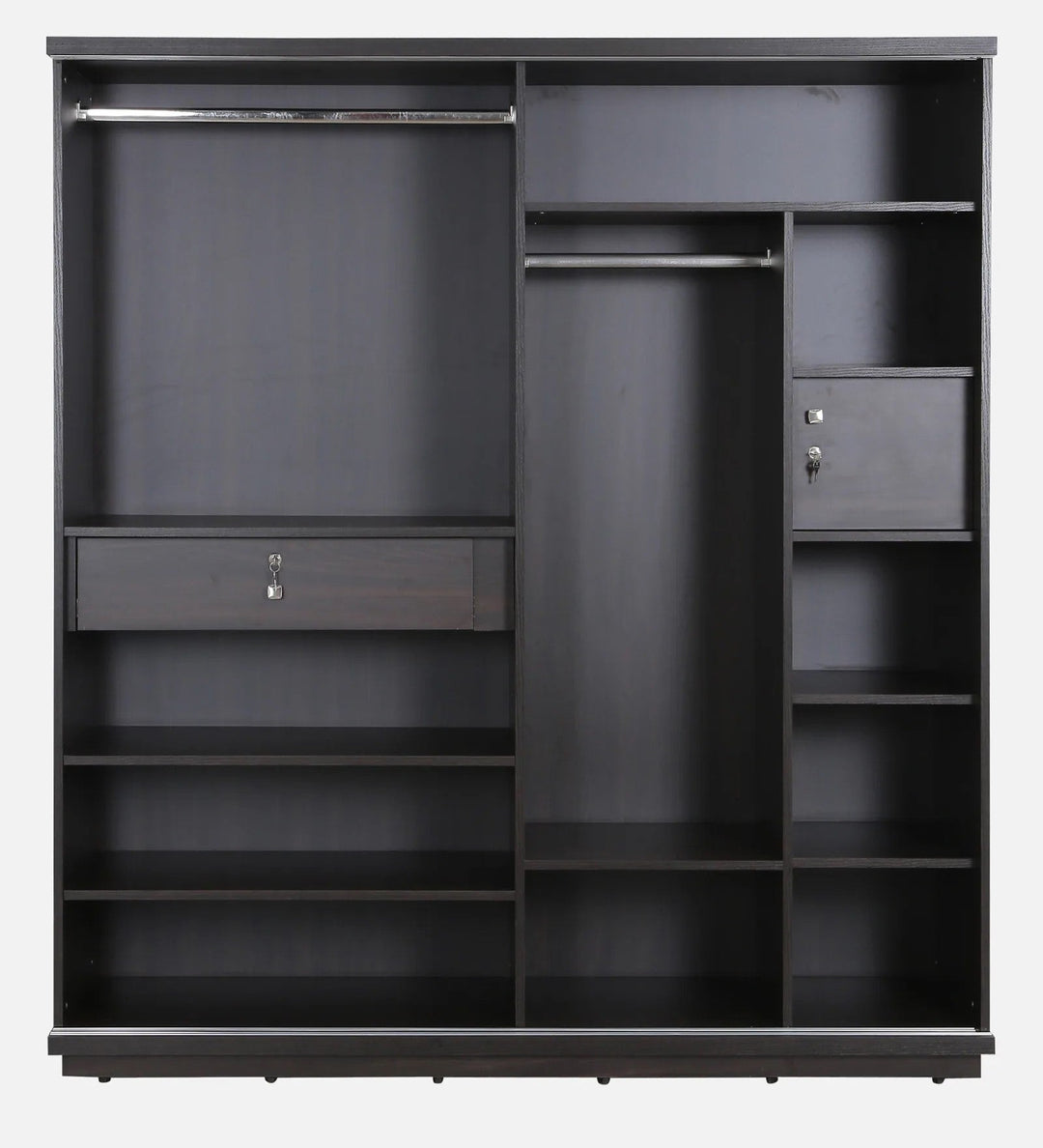 OmkarWood AuraMax Sliding Door Wardrobe – Basalt Grey High Gloss Finish