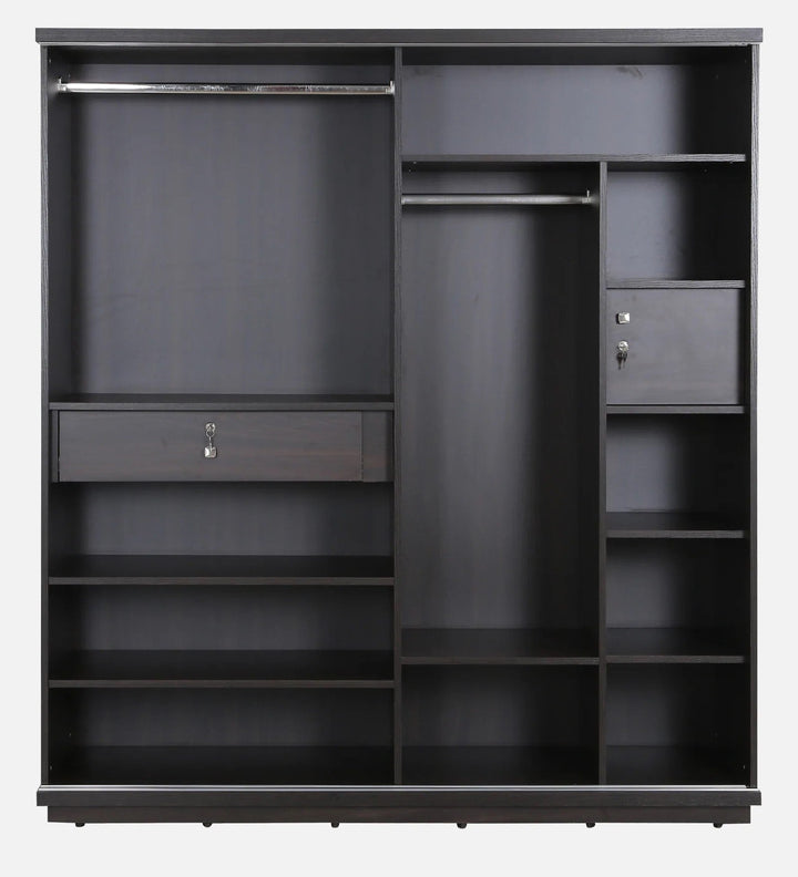 OmkarWood AuraMax Sliding Door Wardrobe – Basalt Grey High Gloss Finish