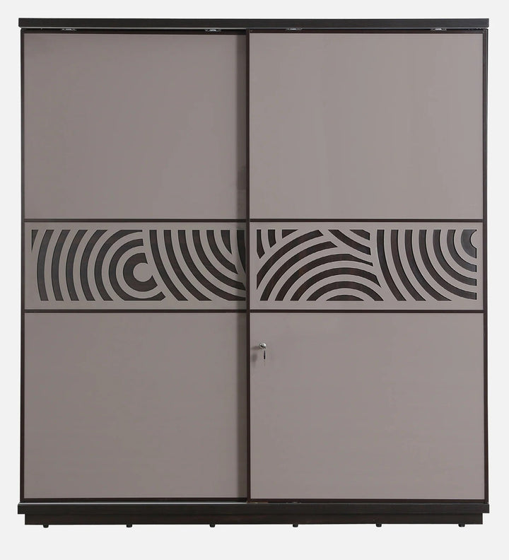 OmkarWood AuraMax Sliding Door Wardrobe – Basalt Grey High Gloss Finish