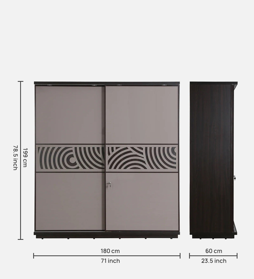 OmkarWood AuraMax Sliding Door Wardrobe – Basalt Grey High Gloss Finish