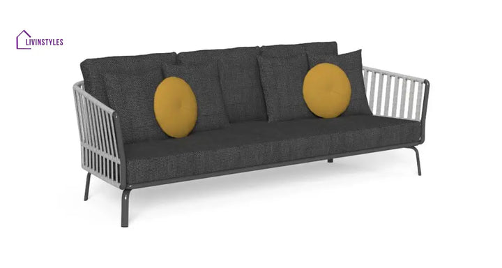 Kosta Outdoor Garden Balcony Sofa Set 2 Seater Single seater and 2 Center Table Set Braided & Rope (Dark Grey) - Sofa