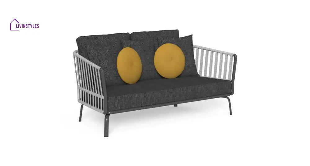 Kosta Outdoor Garden Balcony Sofa Set 2 Seater Single seater and 2 Center Table Set Braided & Rope (Dark Grey) - Sofa