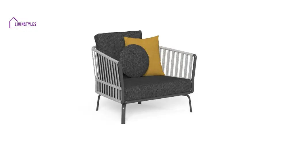 Kosta Outdoor Garden Balcony Sofa Set 2 Seater Single seater and 2 Center Table Set Braided & Rope (Dark Grey) - Sofa