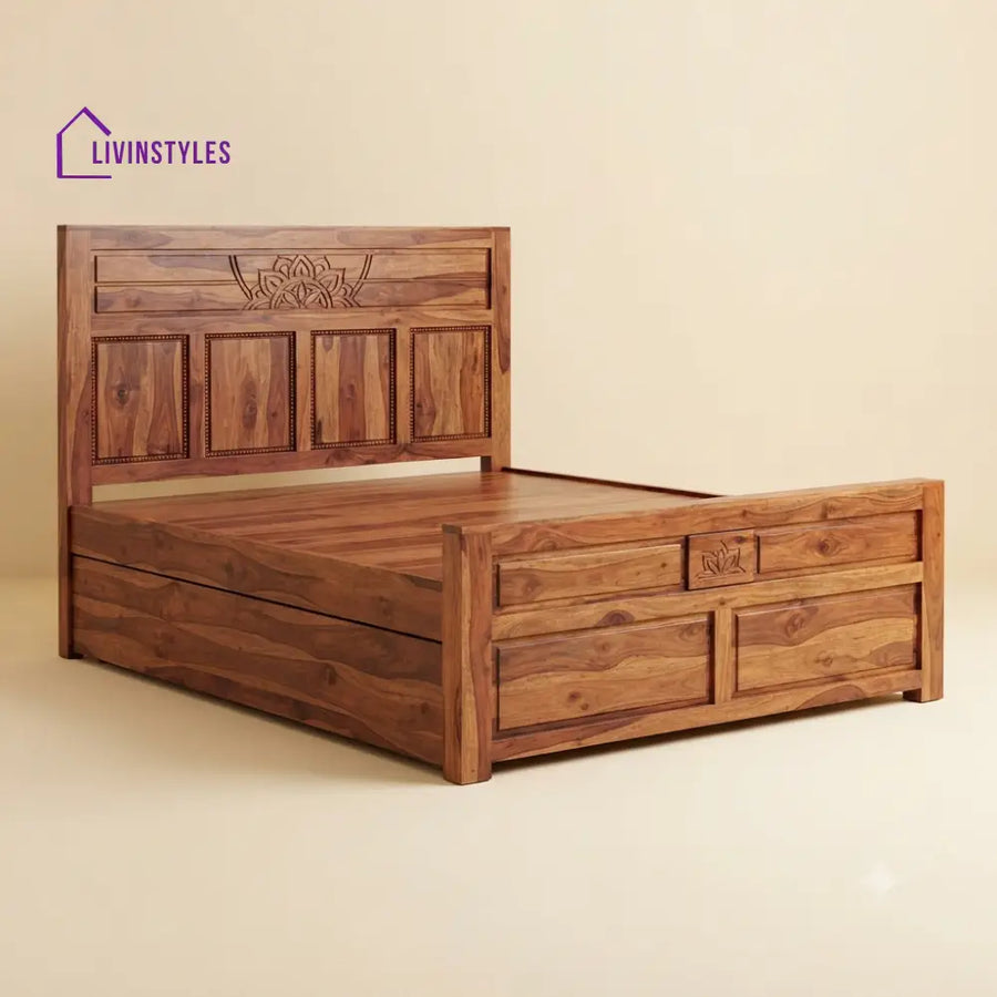 Kowsalya Sheesham Wood Bed With Box Storage | Wooden Bed