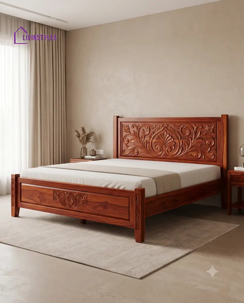 Kowsalya Wooden Bed | Solid Wood Double Bed | Wooden King size bed & Wooden Queen size bed