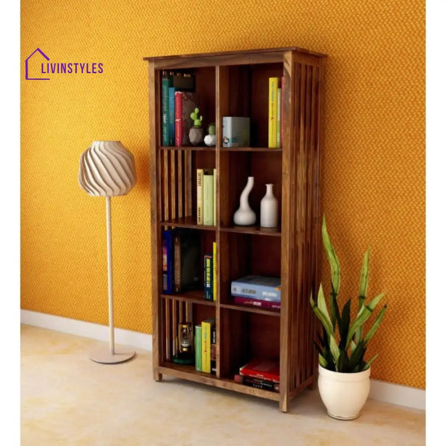 Kratika Large Vertical Bookshelf Strip Design (Standard Honey Finish)