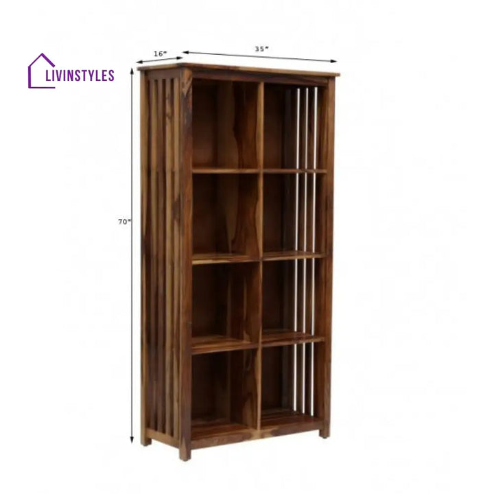 Kratika Large Vertical Bookshelf Strip Design (Standard Honey Finish)