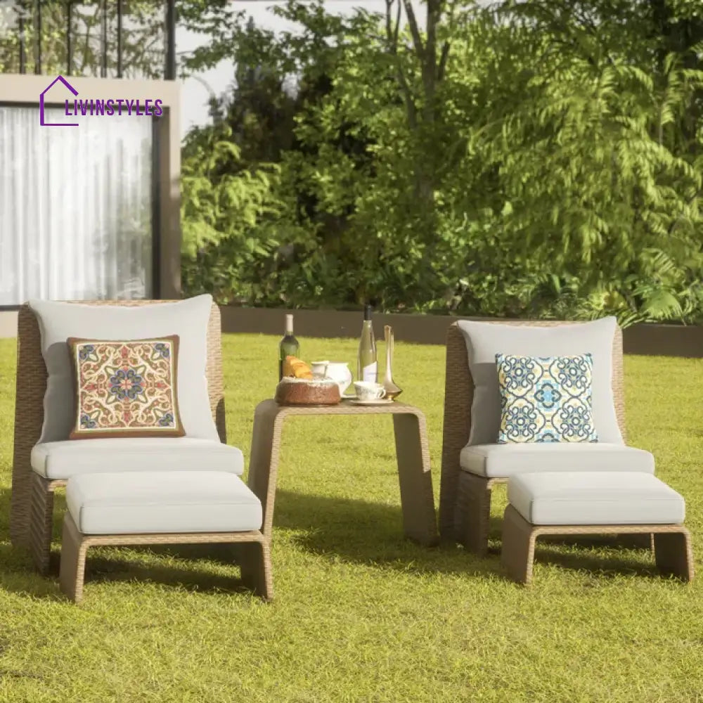 Kraus Outdoor Patio Seating Set 2 Chairs 2 Footrest and 1 Table Set (Honey) - Coffee Table Sets