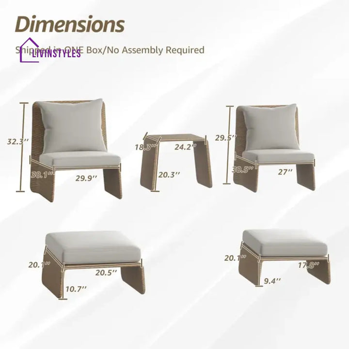 Kraus Outdoor Patio Seating Set 2 Chairs 2 Footrest and 1 Table Set (Honey) - Coffee Table Sets
