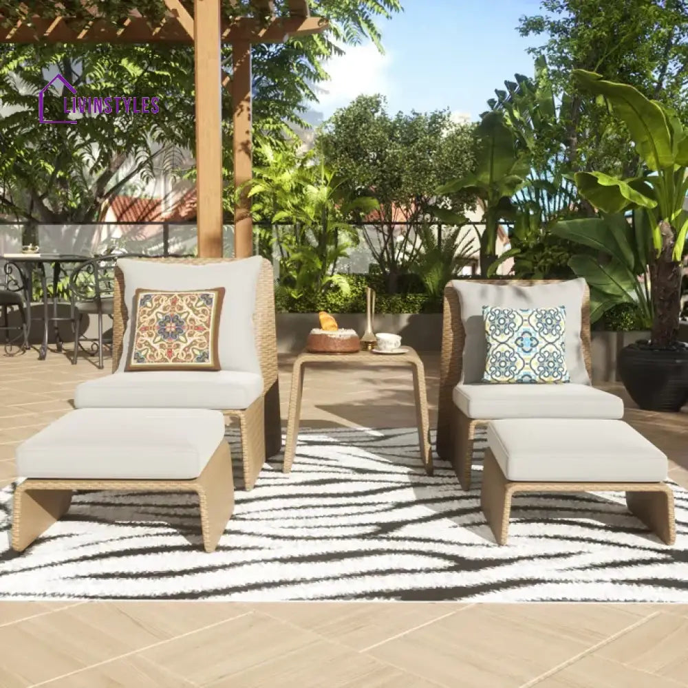 Kraus Outdoor Patio Seating Set 2 Chairs 2 Footrest and 1 Table Set (Honey) - Coffee Table Sets