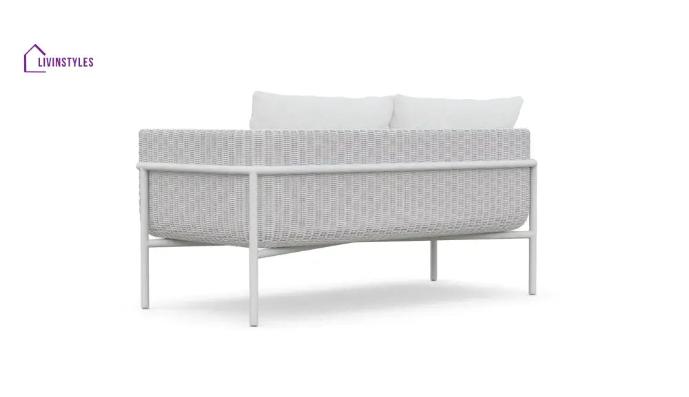 Kreios Outdoor Garden Balcony Sofa Set 2 Seater 2 Single seater and 1 Center Table With 1 Side Table Set (White) - Sofa