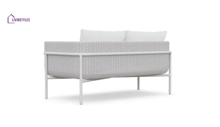 Kreios Outdoor Garden Balcony Sofa Set 2 Seater 2 Single seater and 1 Center Table With 1 Side Table Set (White) - Sofa