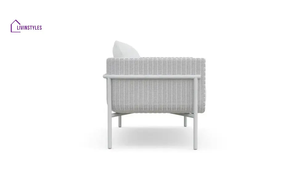 Kreios Outdoor Garden Balcony Sofa Set 2 Seater 2 Single seater and 1 Center Table With 1 Side Table Set (White) - Sofa
