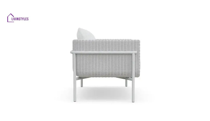 Kreios Outdoor Garden Balcony Sofa Set 2 Seater 2 Single seater and 1 Center Table With 1 Side Table Set (White) - Sofa